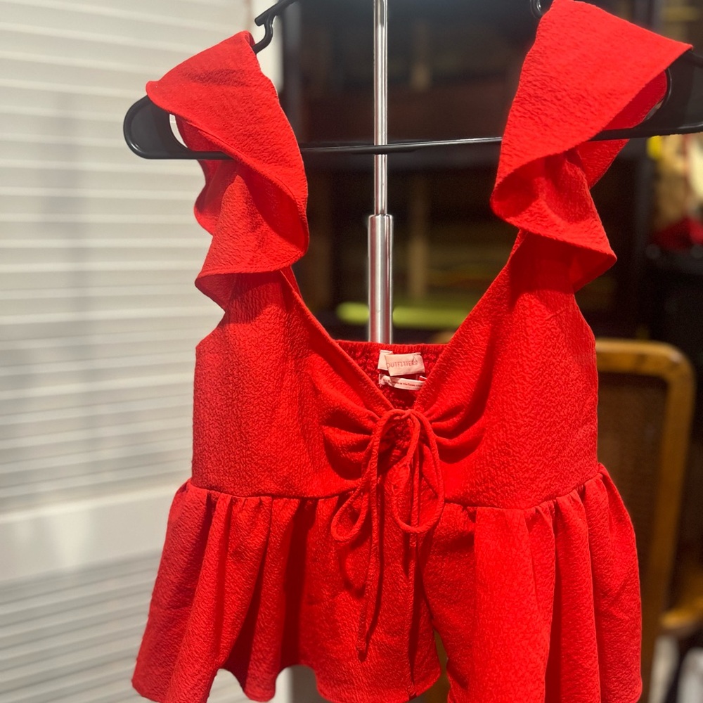 Urban Outfitters Red Ruffled Women's Top